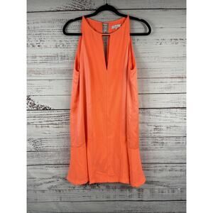 Parker Dress Women's Large Orange Sleeveless Keyhole Shift Mini 100% Polyester